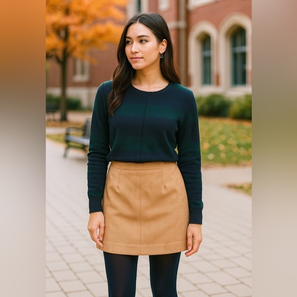 Express High Rise Tan Mini Skirt | Size 14 | Lined | Versatile & Chic - Picture 2 of 3